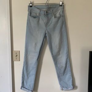 Gap Destroyed Denim Girlfriend Jeans in Crystal Water Blue